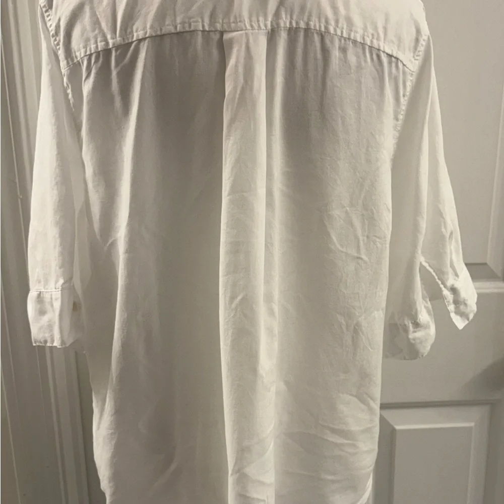 J. Crew women's size small white collared button down elbow length sleeves top